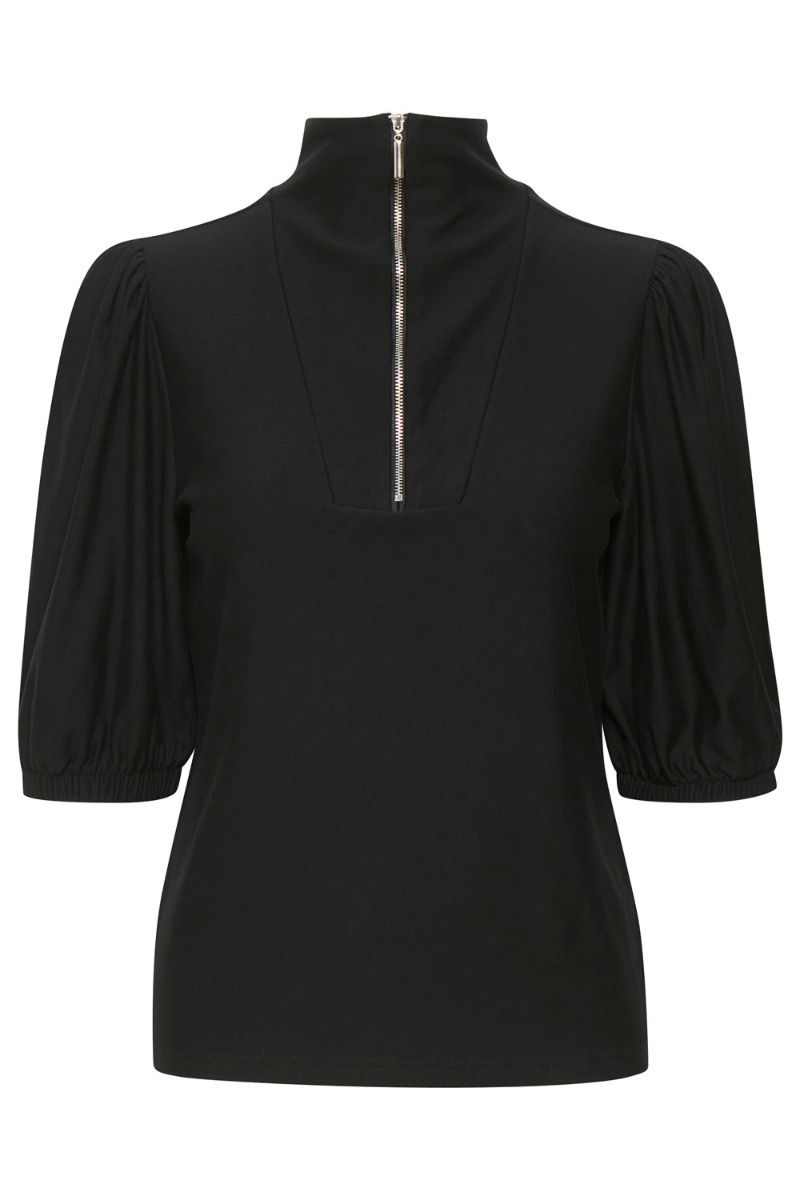 Gestuz - Bluse - Rifa SS Zipper Tee Black