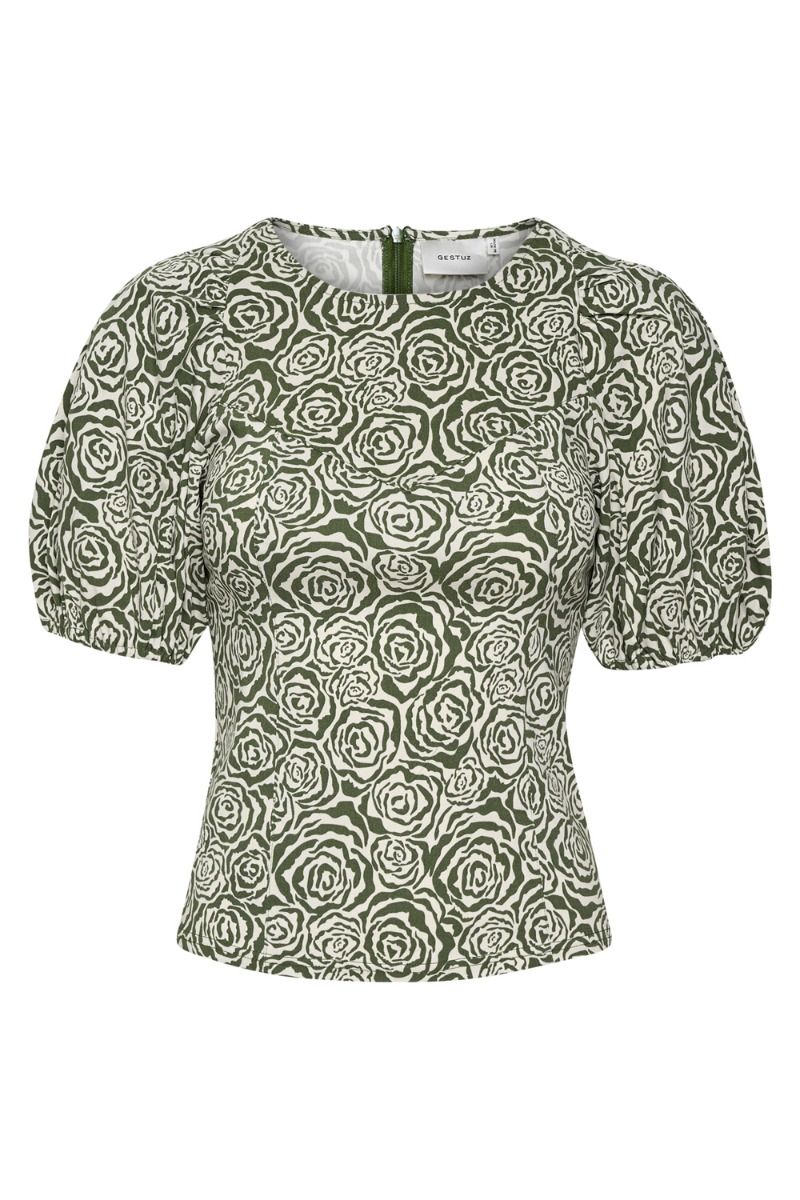 Gestuz - Bluse - Rosille Blouse - Chive Green Rose