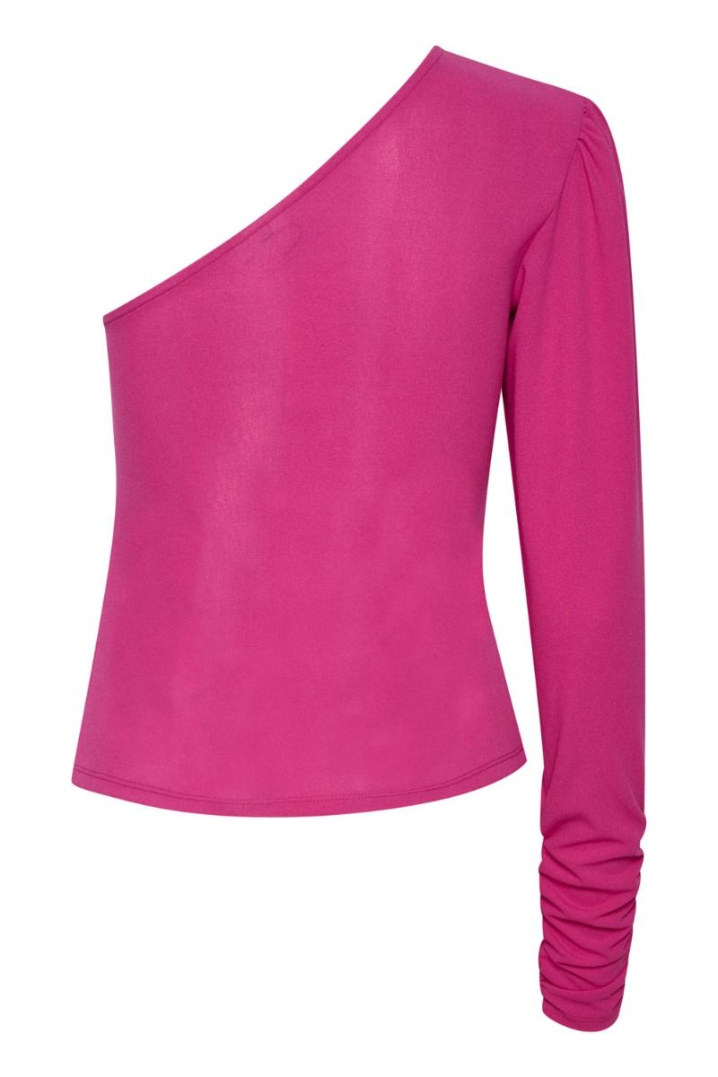 Gestuz - Bluse - SelahGZ One Shoulder - Fuchsia Red