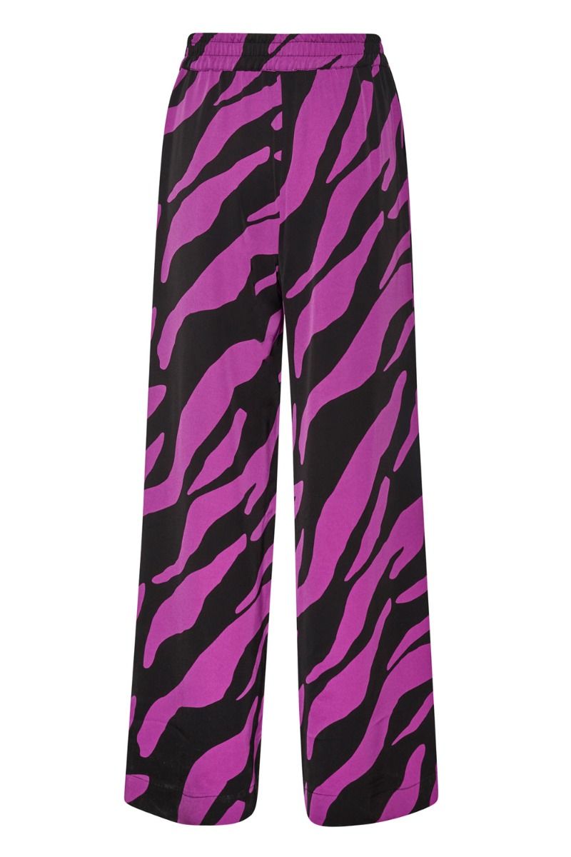 Gestuz - Bukser - BothildeGZ HW Pants - Maxi Zebra Black/Byzantium