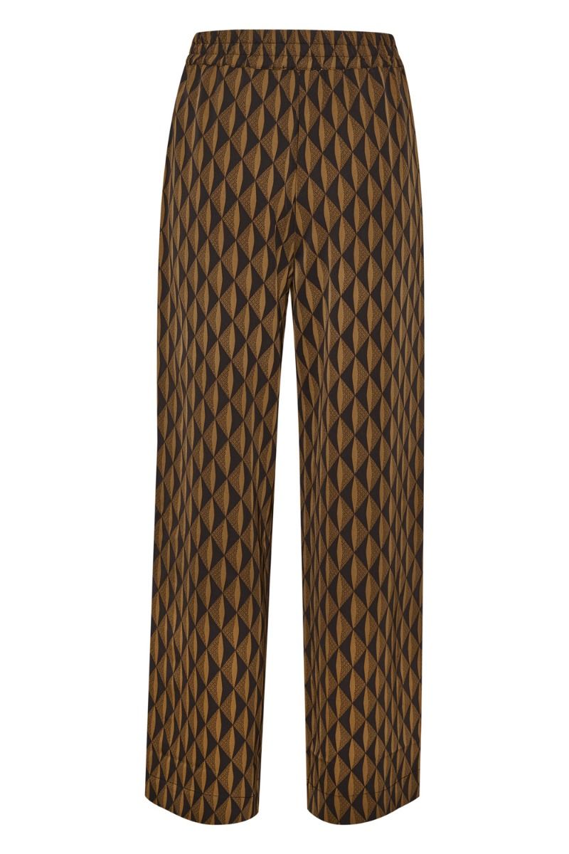 Gestuz - Bukser - LithildeGZ HW Pants - Brown Graphical Logo