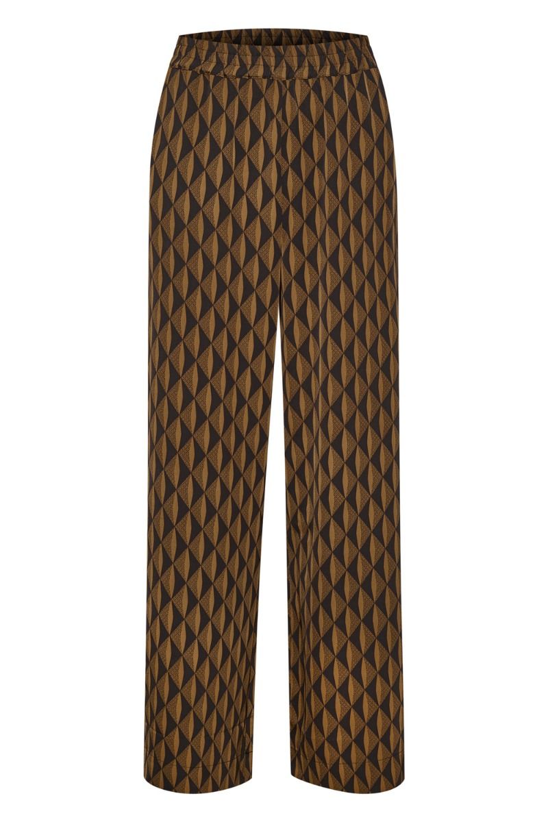 Gestuz - Bukser - LithildeGZ HW Pants - Brown Graphical Logo