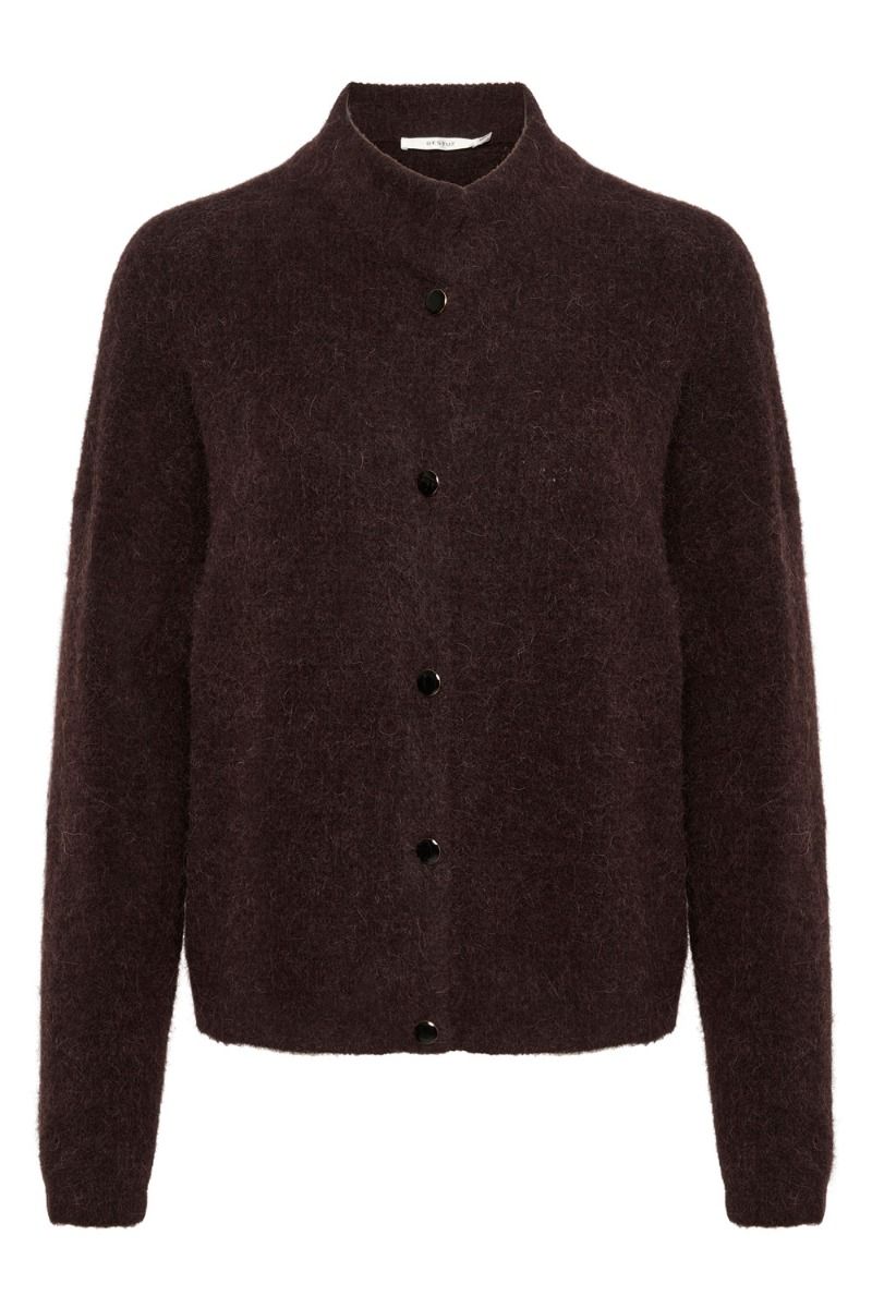 Gestuz - Cardigan - Alpha Short Cardigan - Deep Brown Melange