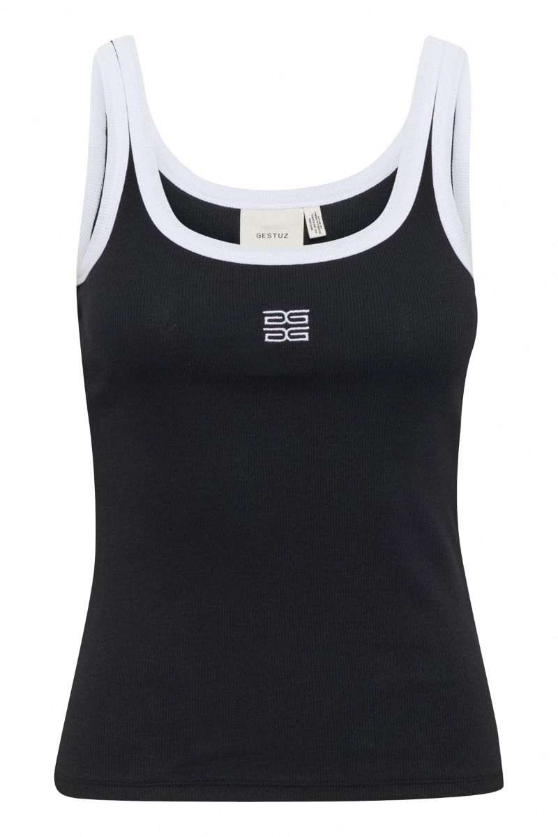 Gestuz - Top - GZdrew Contrast Logo Top - Black