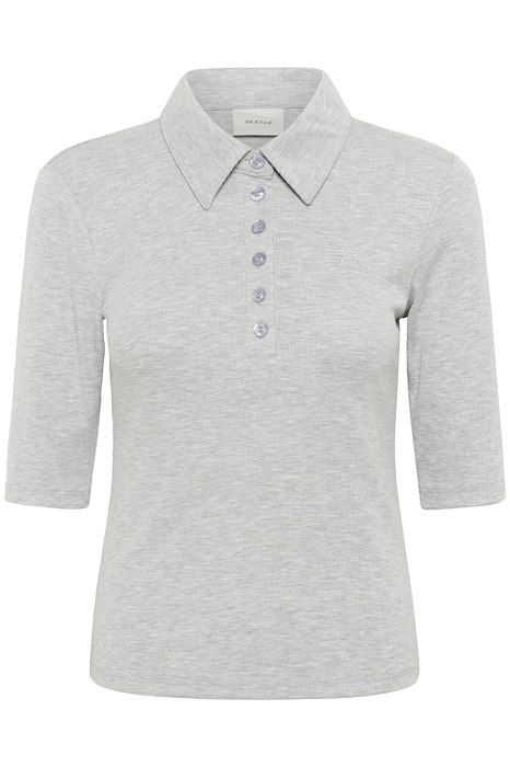 Gestuz - T-shirt - GZdrew Polo Mel Top - Grey Mélange