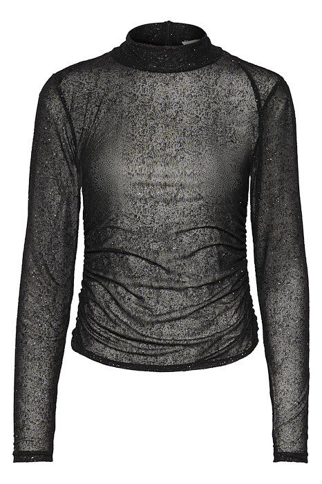 Gestuz - Bluse - GlimmaGZ High Neck Blouse - Black glitter