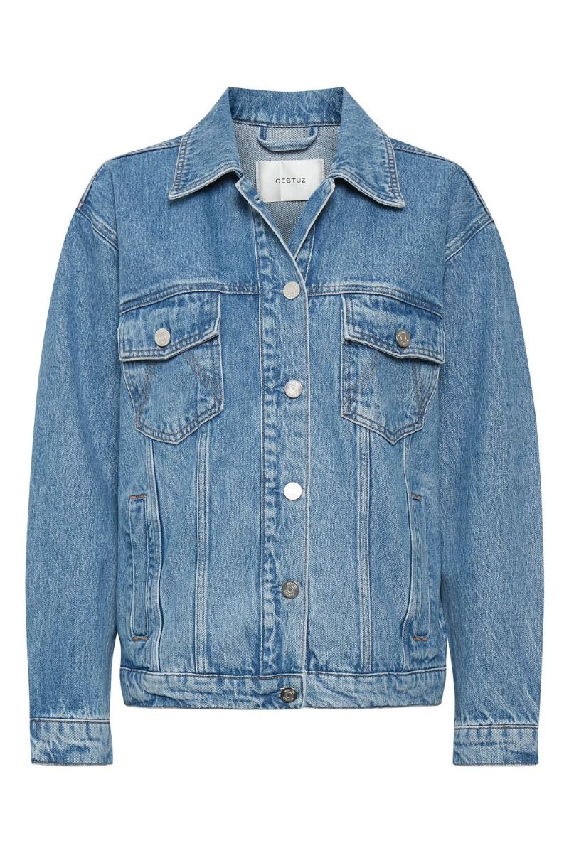 Gestuz - Jakke - Dena Denim Jacket - Washed Mid Blue