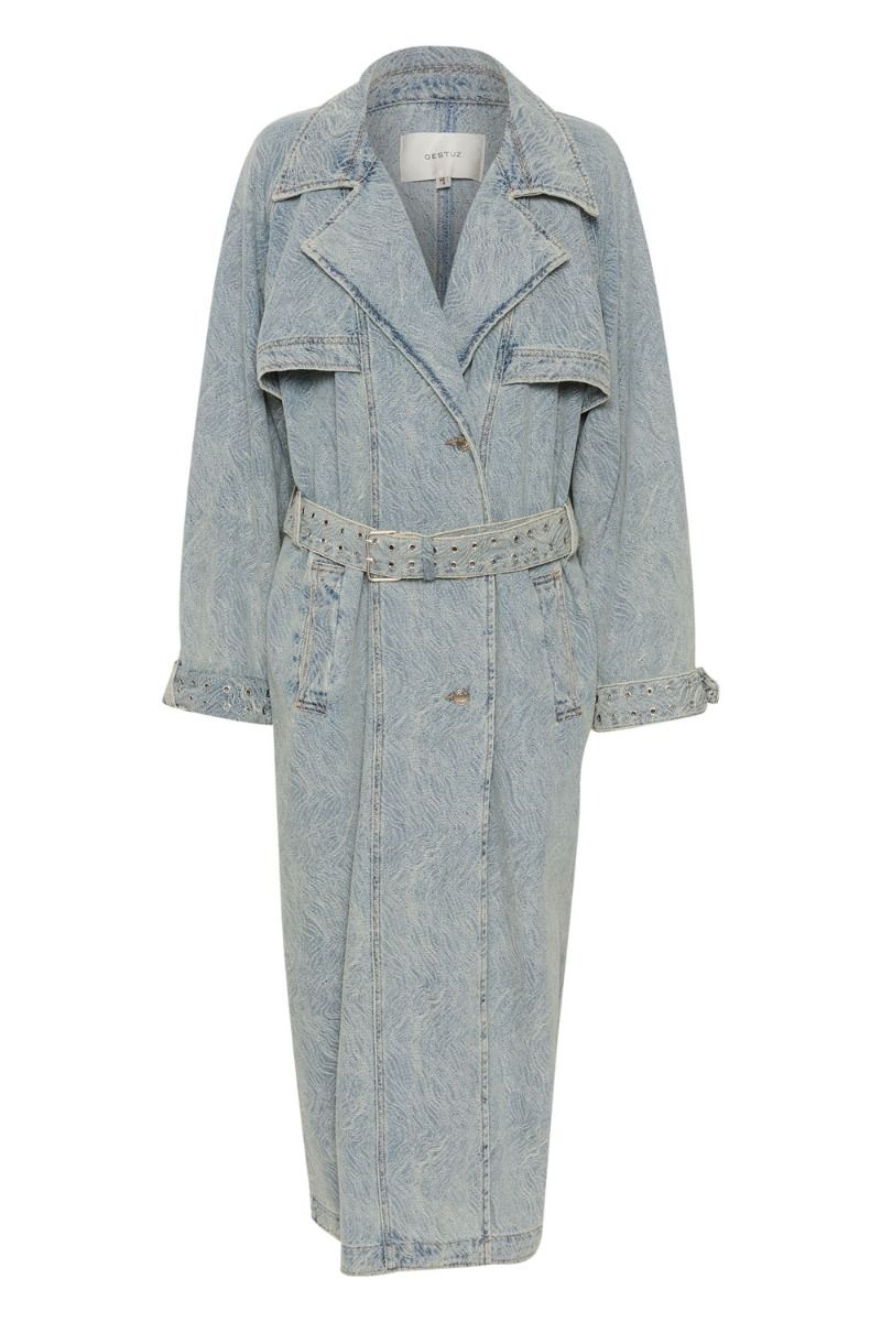 Gestuz - Jakke - GiannaGZ Trenchcoat - Blue/White Marble
