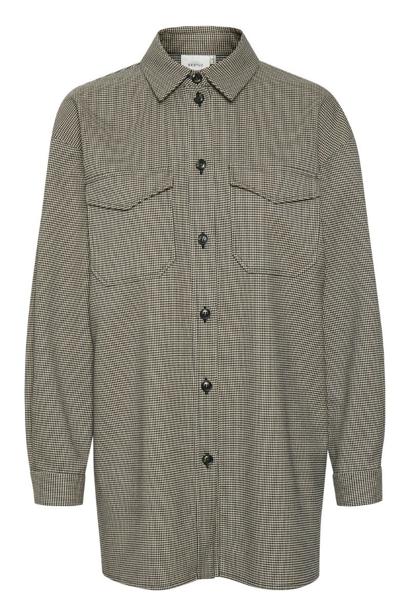 Gestuz - Jakke - Marisol Shirt - Black/White Houndstooth