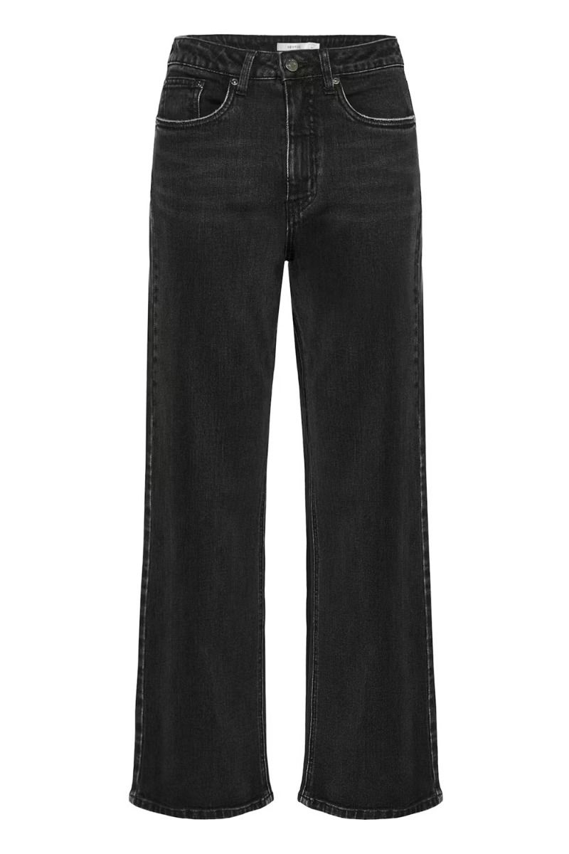 Gestuz - Jeans - Zolani HW wide jeans - Washed dark black
