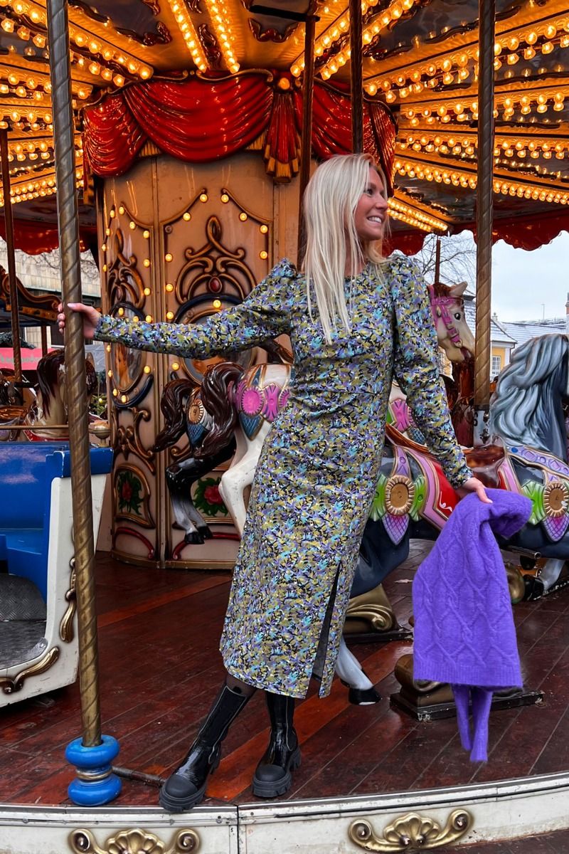 Gestuz - Kjole - Arina Long Dress Green/Blue Brush