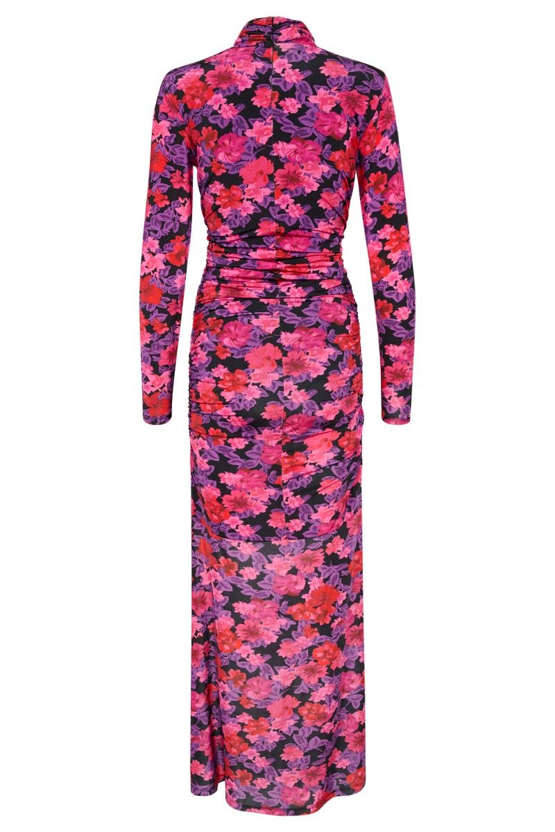Gestuz - Kjole - AshaGZ P High Neck Long Dress - Pink Purple Flower