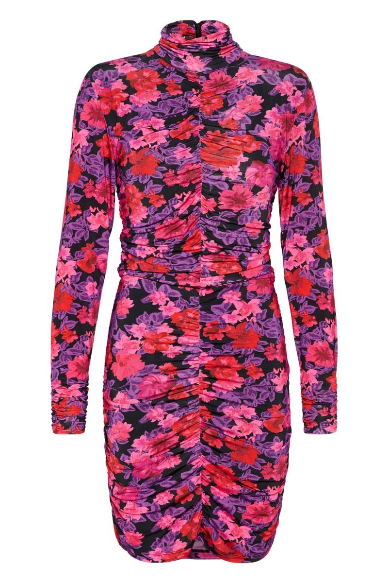 Gestuz - Kjole - AshaGZ P LS Short Dress - Pink Purple Flower