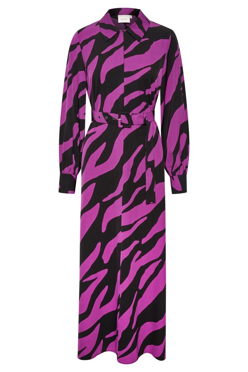 Gestuz - Kjole - BothildeGZ Long Dress - Maxi Zebra Black/Byzantium
