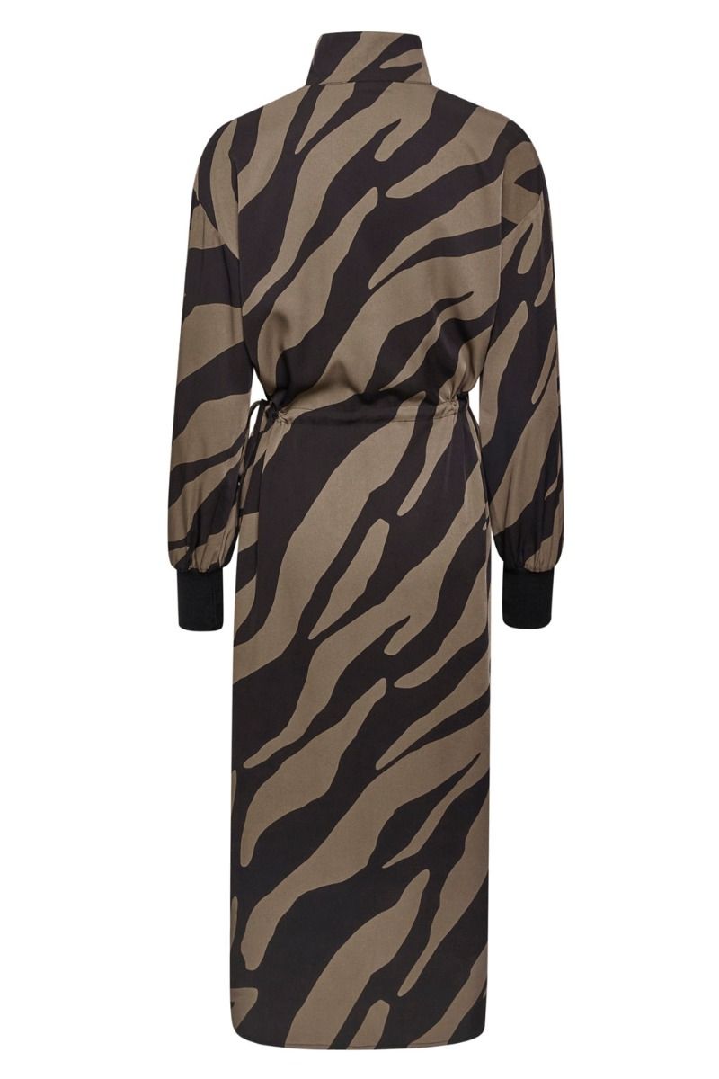 Gestuz - Kjole - Bothilde Midi Dress - Maxi Zebra Black/Walnut