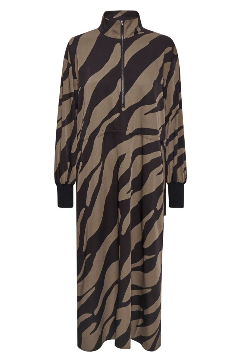 Gestuz - Kjole - Bothilde Midi Dress - Maxi Zebra Black/Walnut