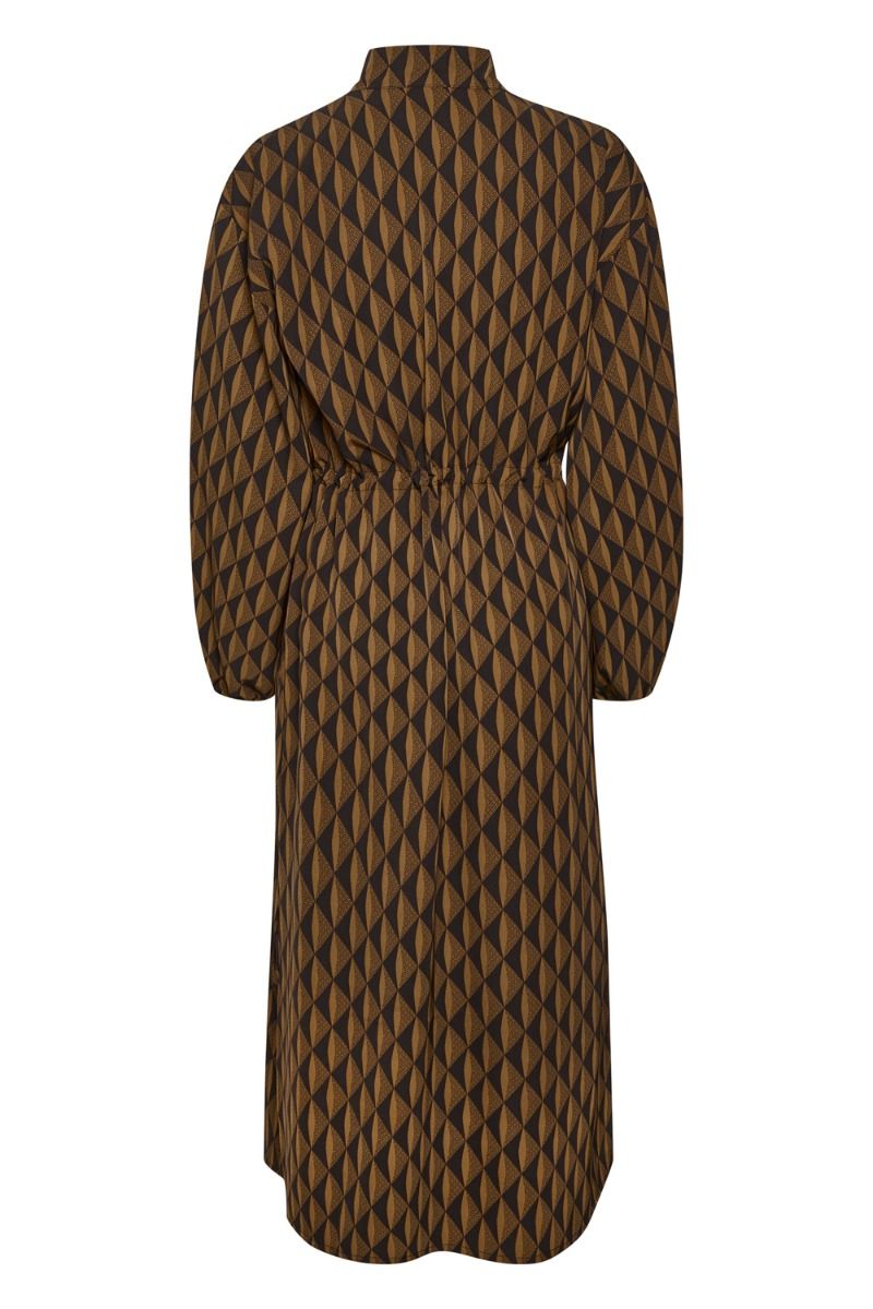 Gestuz - Kjole - LithildeGZ Long Dress - Brown Graphical Logo
