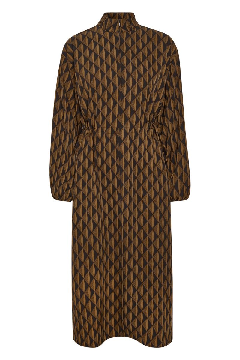Gestuz - Kjole - LithildeGZ Long Dress - Brown Graphical Logo