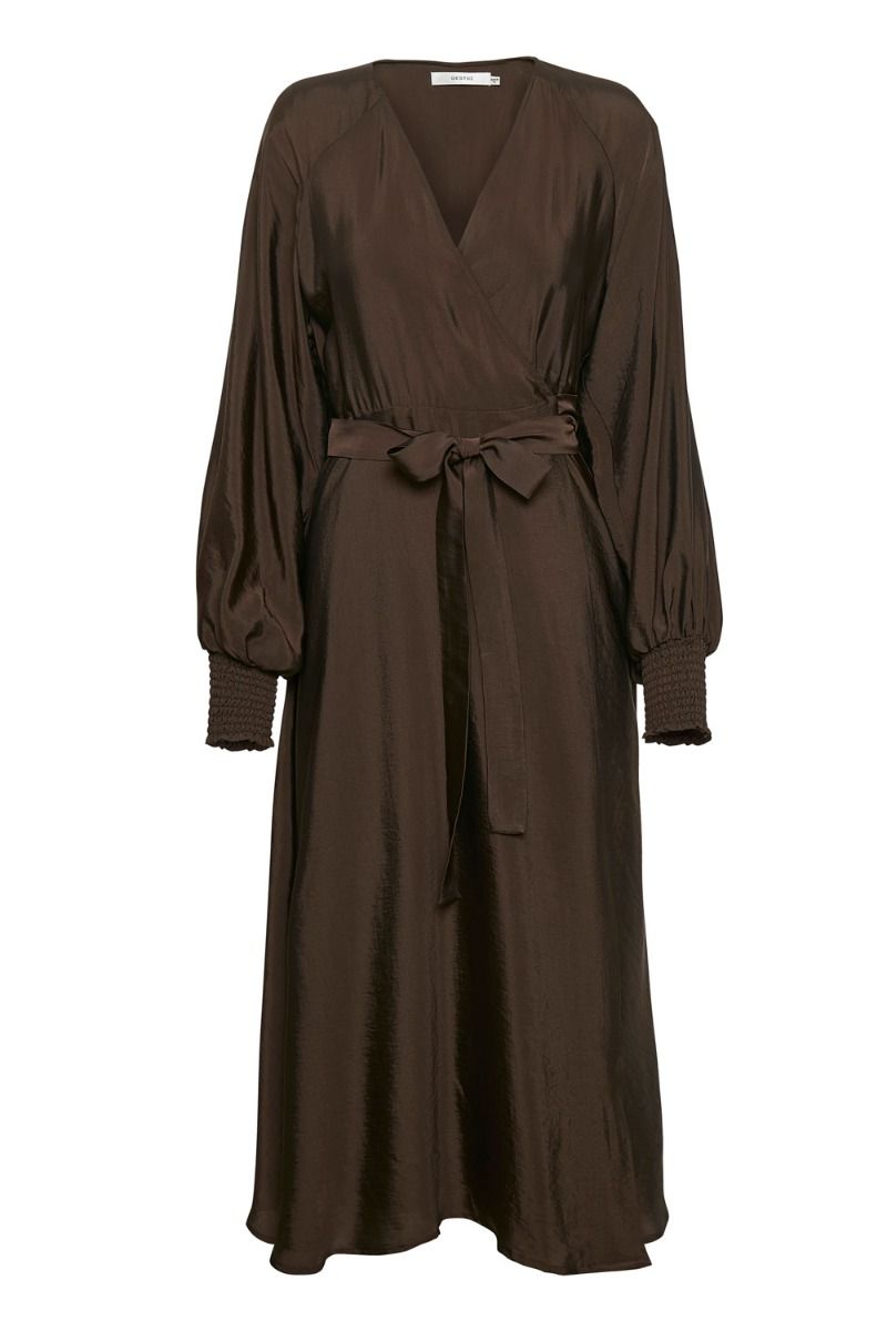 Gestuz - Kjole - Luella Wrap Dress - Coffee Bean