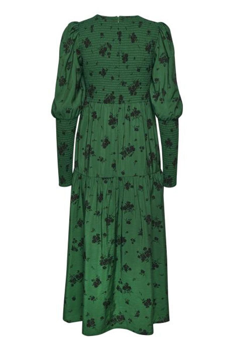 Gestuz - Kjole - Moriana Long Dress - Green Jacket Flower