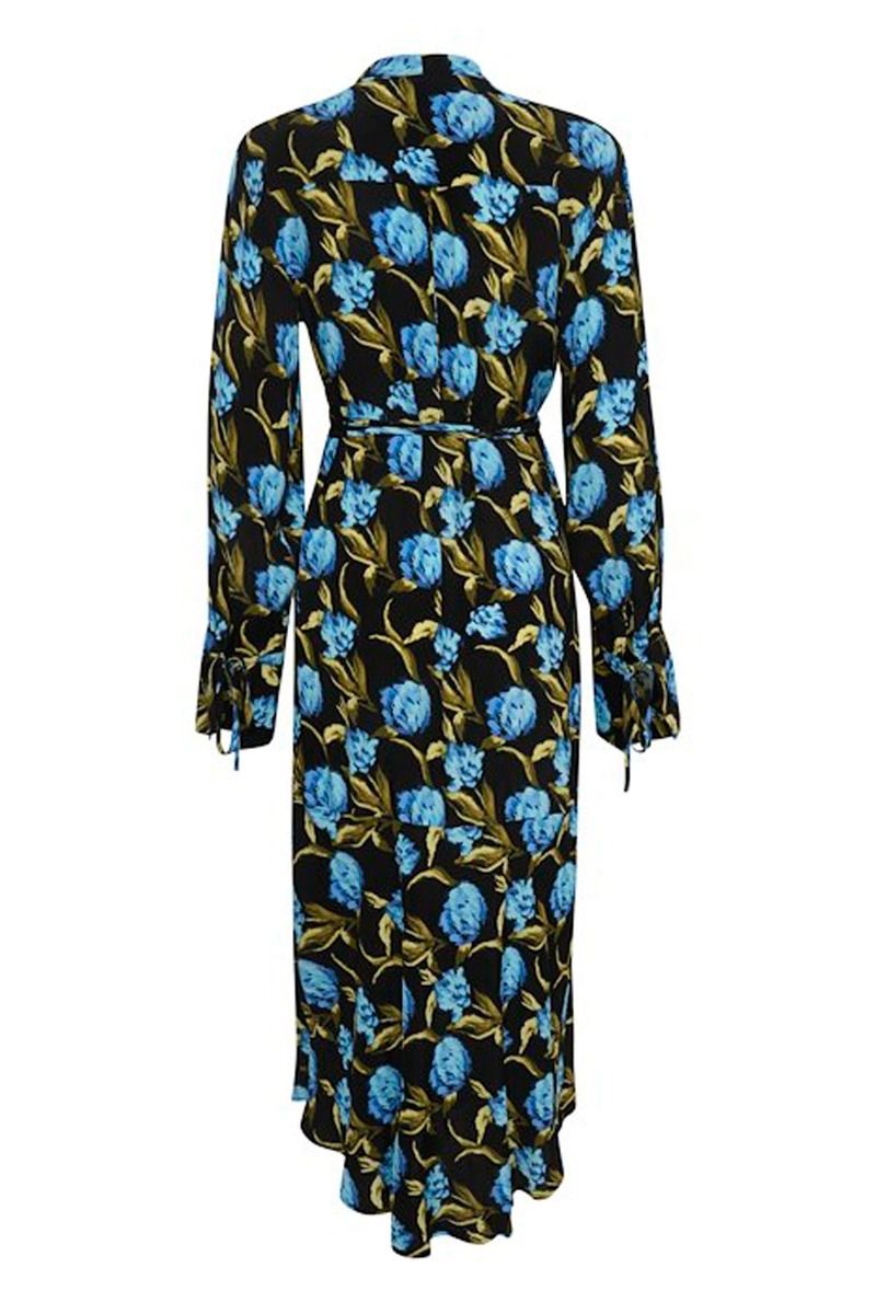 Gestuz - Kjole - PiaGZ P midi dress - Flower army blue (Levering i januar)