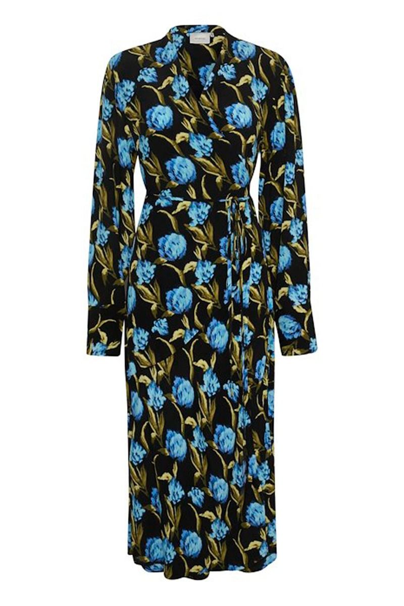 Gestuz - Kjole - PiaGZ P midi dress - Flower army blue (Levering i januar)