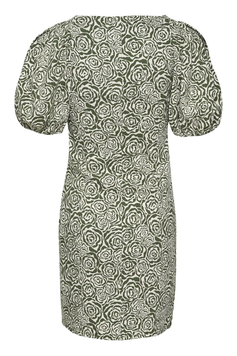 Gestuz - Kjole - Rosille Short Dress - Chive Green Rose