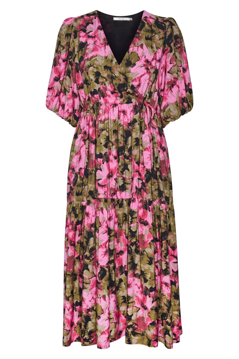 Gestuz - Kjole - Taralyn Wrap Dress - Artistic Pink Flower