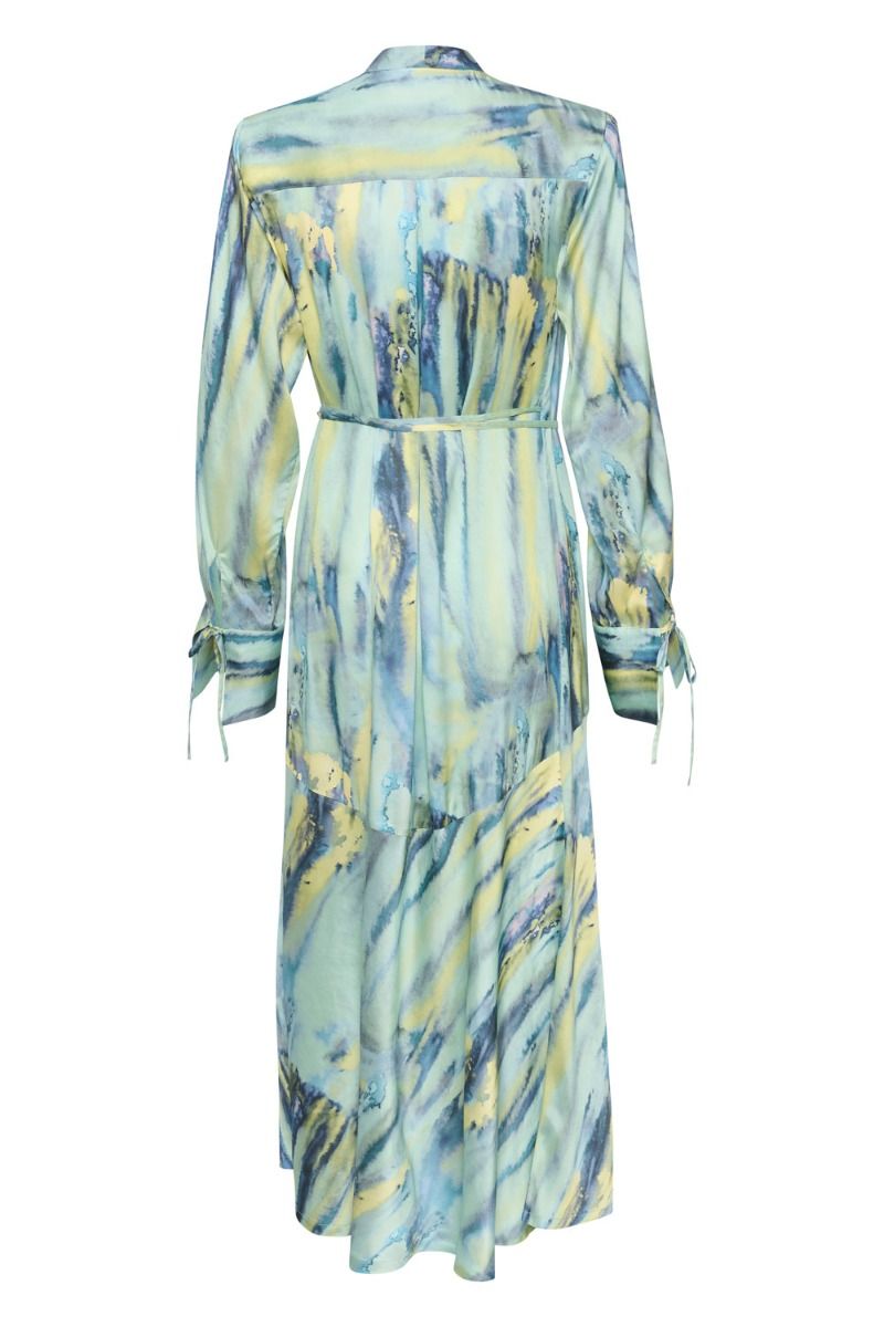 Gestuz - Kjole - WaleryGZ P Wrap Dress - Green Aqua Art