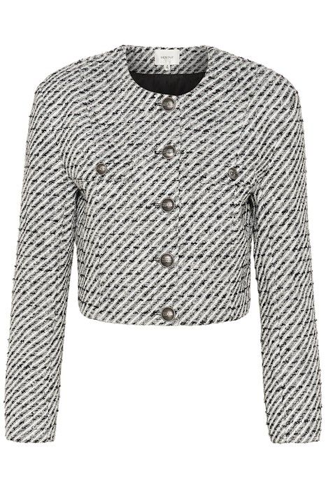 Gestuz - Jakke - AmilinaGZ Jacket - Blacknwhite Lurex Twill