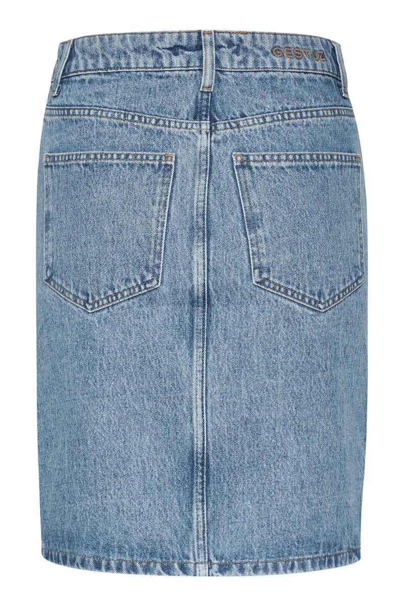 Gestuz - Nederdel - Dena HW Mini Skirt - Washed Mid Blue