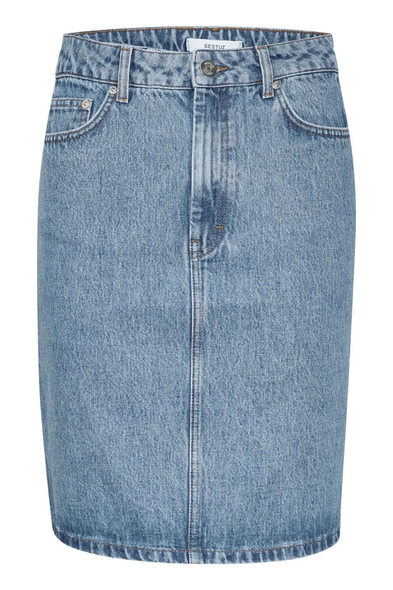 Gestuz - Nederdel - Dena HW Mini Skirt - Washed Mid Blue