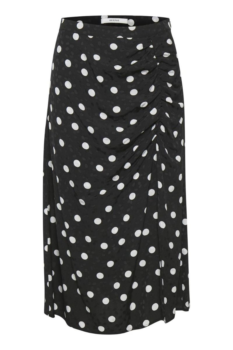 Gestuz - Nederdel - Fjola Skirt - Black w/Grey Dot