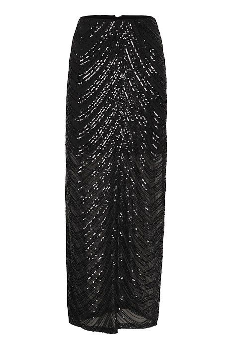 Gestuz - Nederdel - GliraGZ HW Long Skirt - Black Sequins
