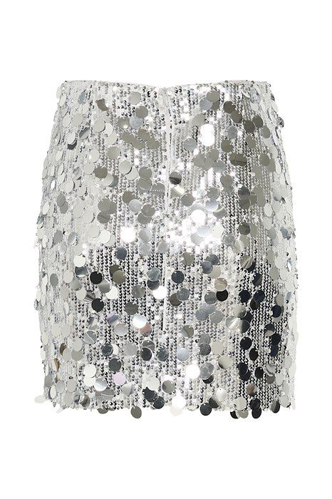 Gestuz - Nederdel - GlittaGZ Mini Skirt - Silver sequins