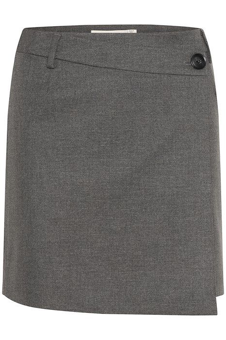 Gestuz - Nederdel - GZpaula Melange MW Wrap Skirt - Dark grey melange
