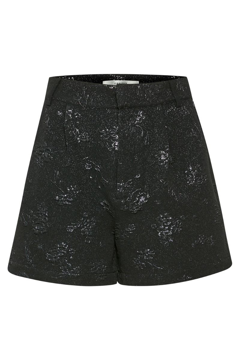 Gestuz - Shorts - AfiaGZ HW Shorts - Black Shiny Flower
