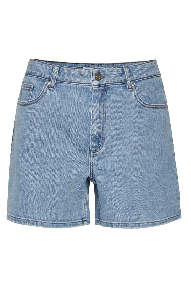 Gestuz - Shorts - MoniqGZ MW Shorts - Washed Mid Blue