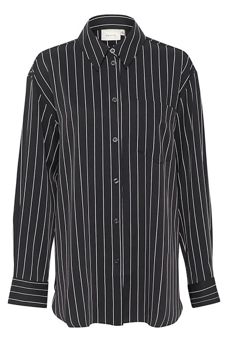 Gestuz - Skjorte - FrylaGZ P LS Shirt - Black Pinstripe