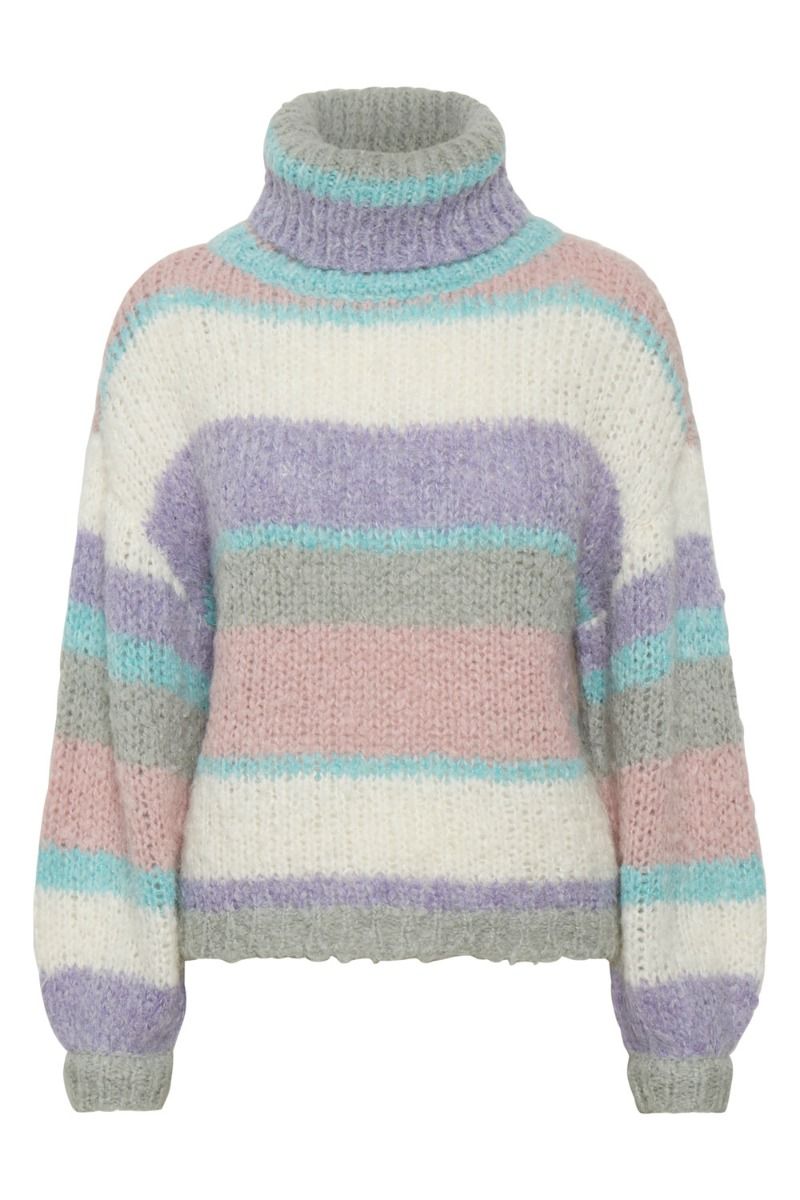 Gestuz - Strik - Carlea GZ OZ Rollneck - Aqua Multi Stripe