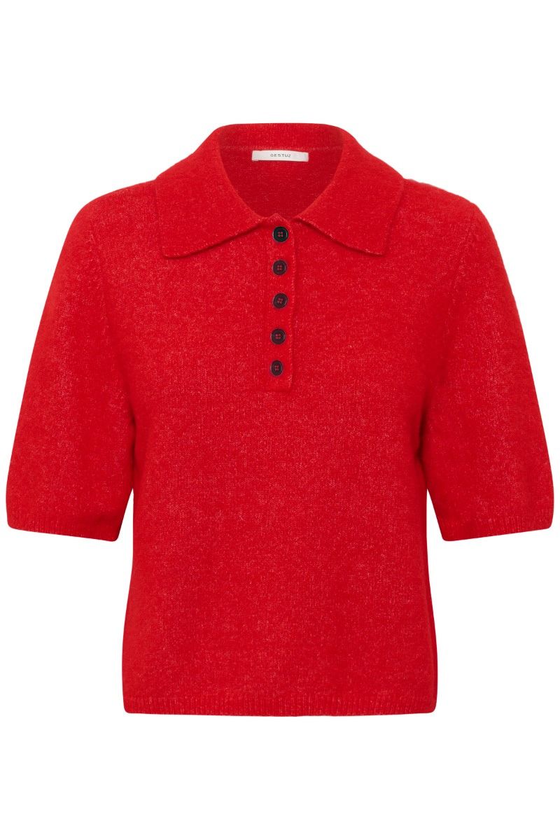 Gestuz - Strik - GZalpha ss polo pullover - Postbox Mélange