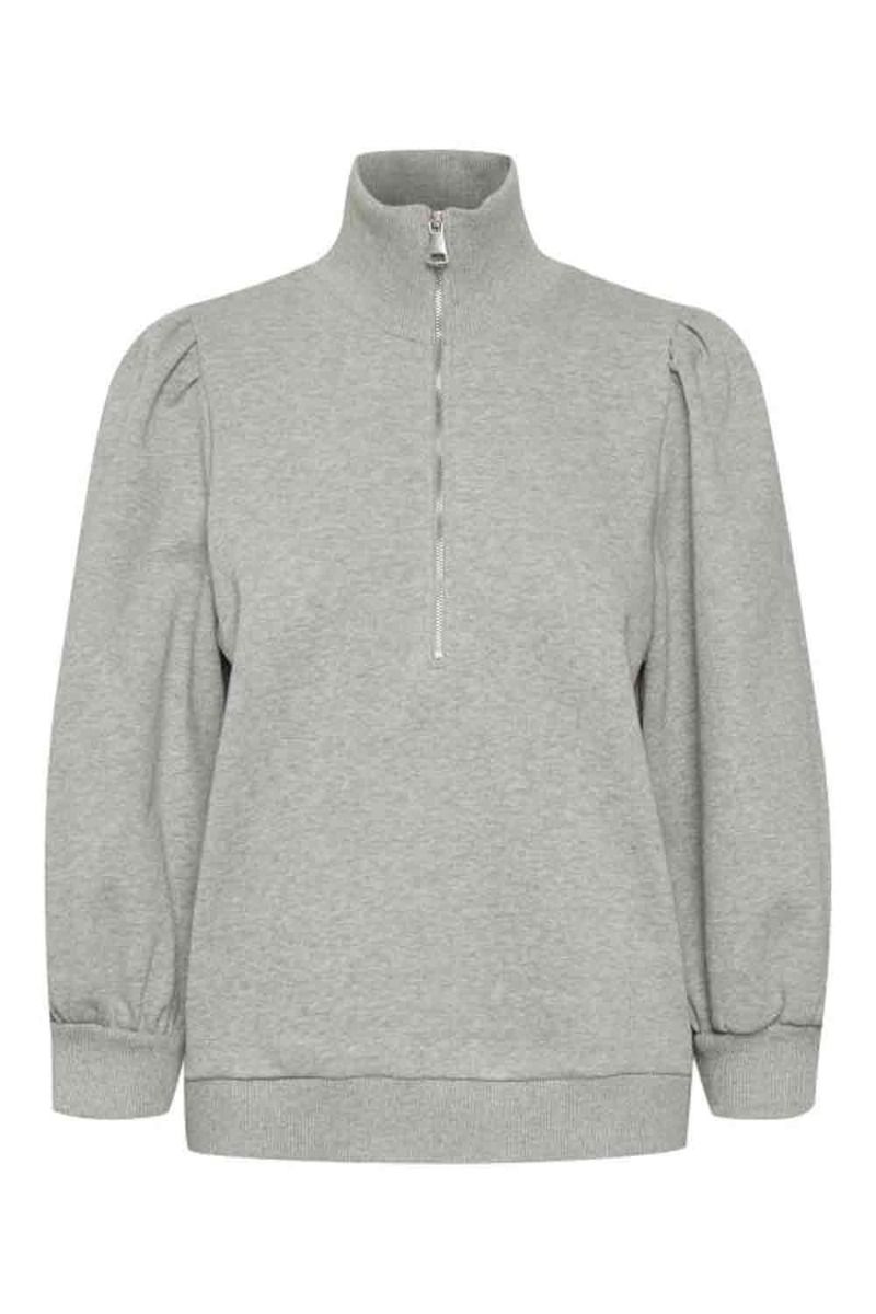 Gestuz - Sweat - Nankita Zipper Sweatshirt - Light Grey Melange