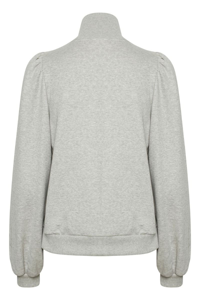 Gestuz - Sweatshirt - Nankita Zipper Sweatshirt - Light Grey Melange
