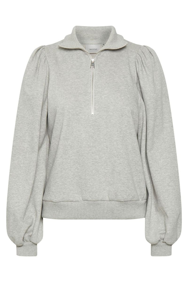 Gestuz - Sweatshirt - Nankita Zipper Sweatshirt - Light Grey Melange
