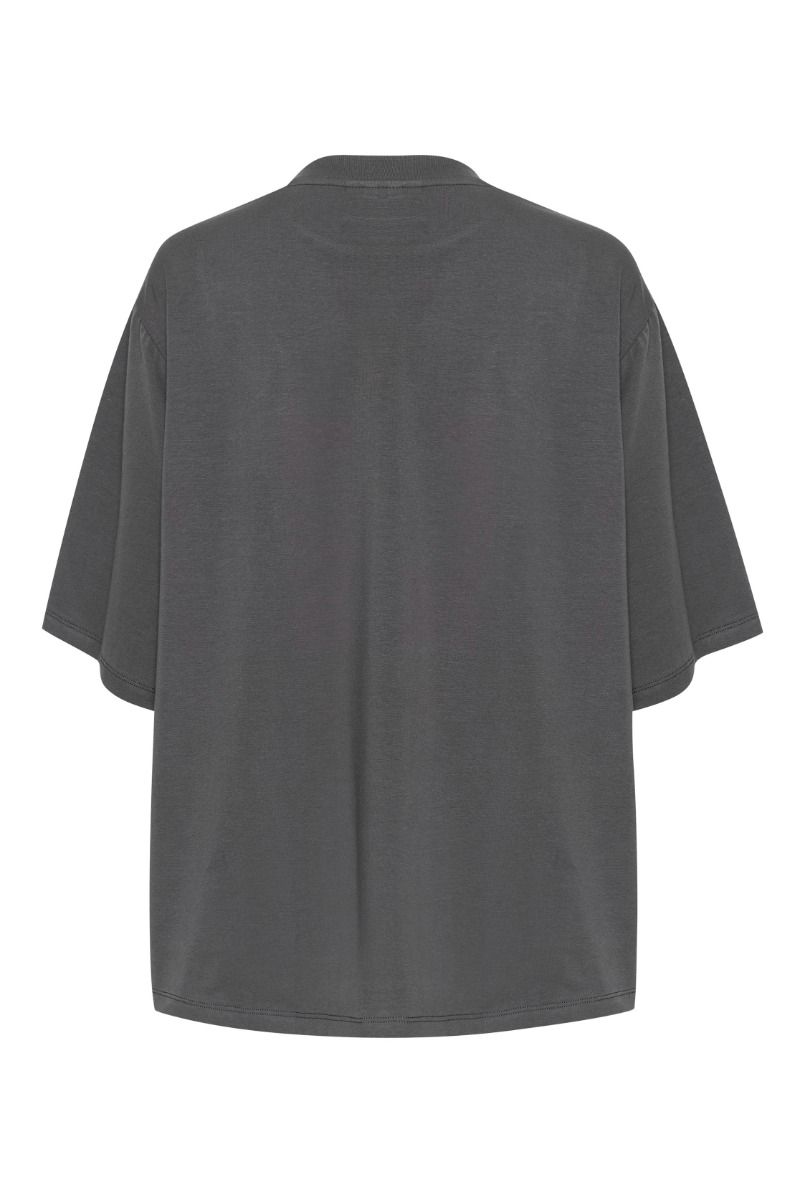 Gestuz - T-shirt - SamiGZ Emb Tee - Gray Pinstripe