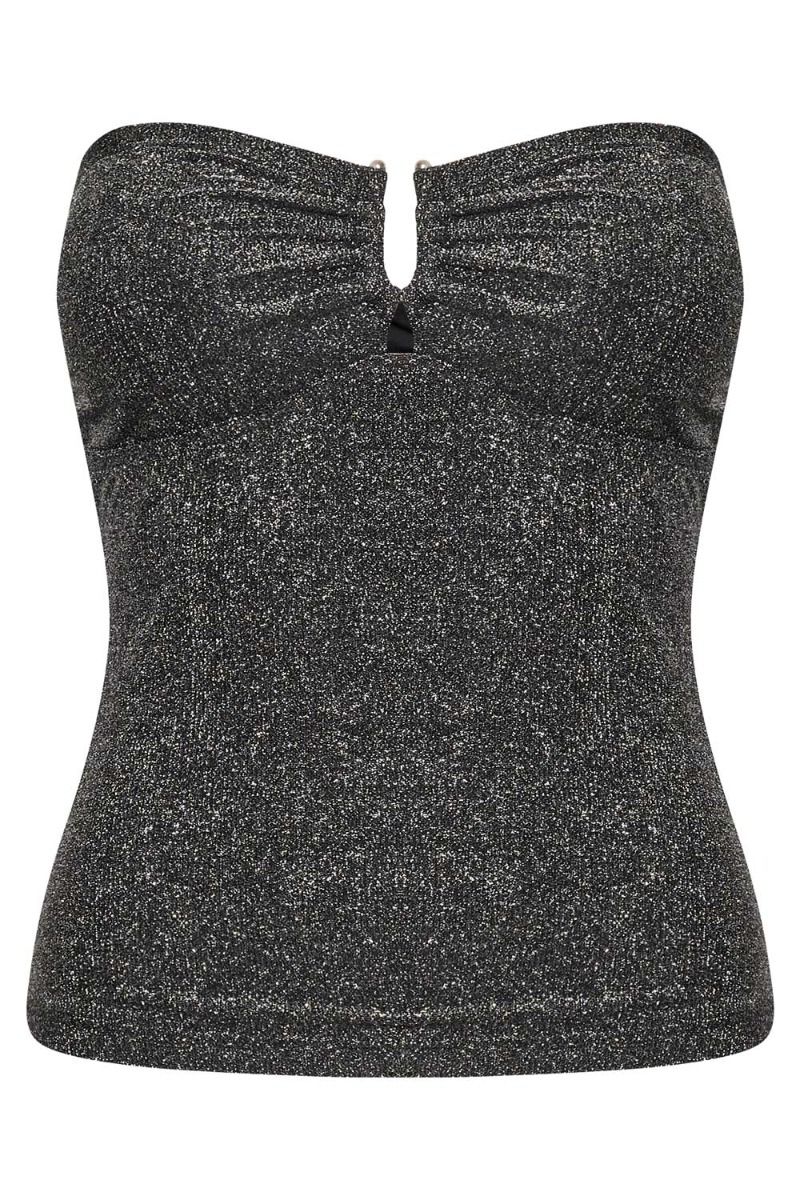 Gestuz - Top - DaleneGZ Tube Top - Black/silver