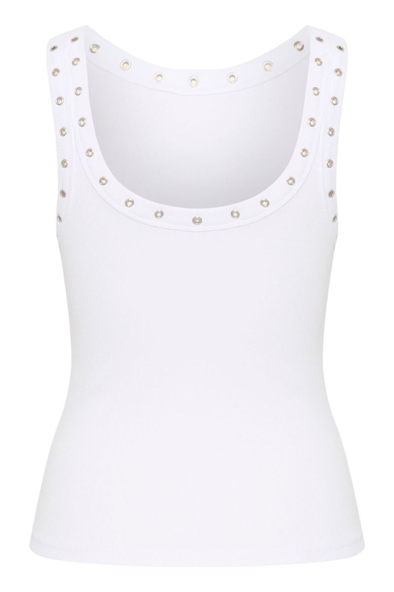 Gestuz - Top - DrewGZ Eyelet Tank Top - Bright White