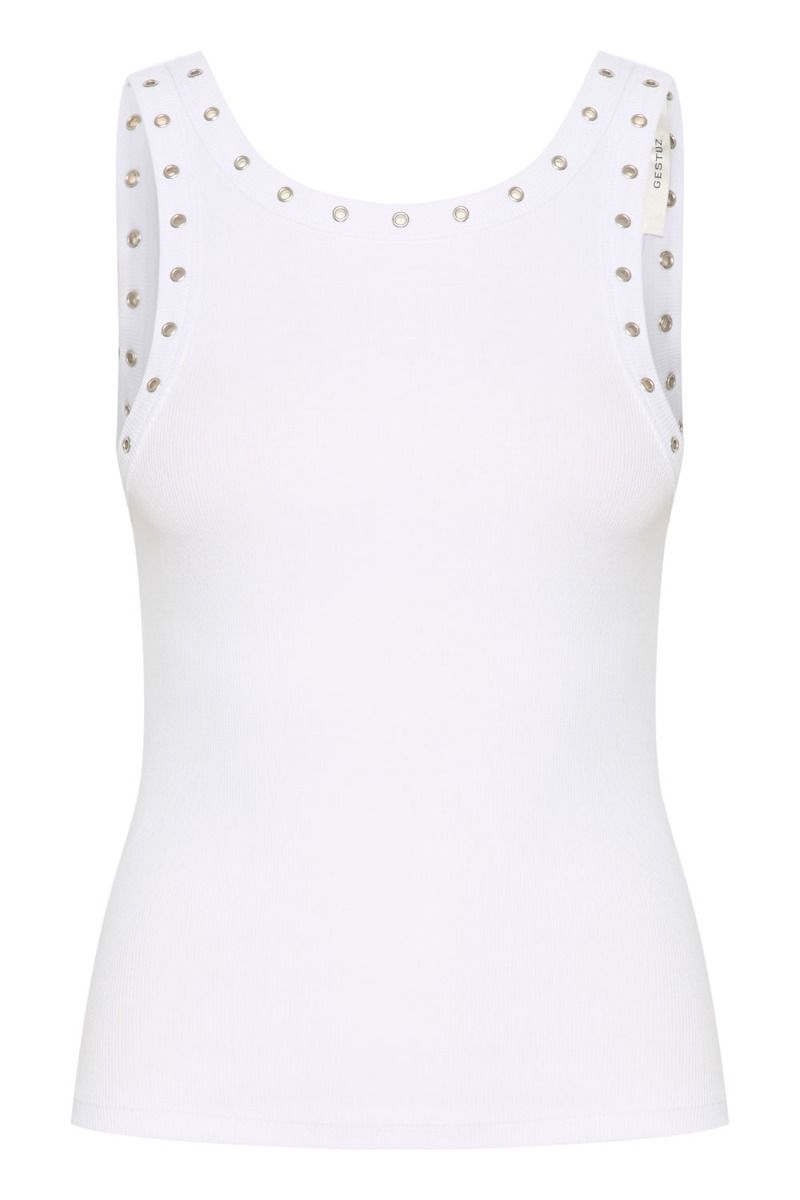 Gestuz - Top - DrewGZ Eyelet Tank Top - Bright White