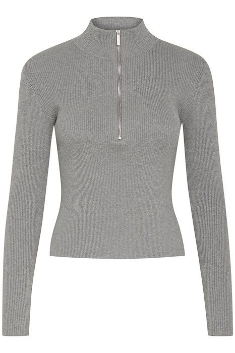 Gestuz - Bluse - YasmiaGZ Zipper Pullover - Grey Melange