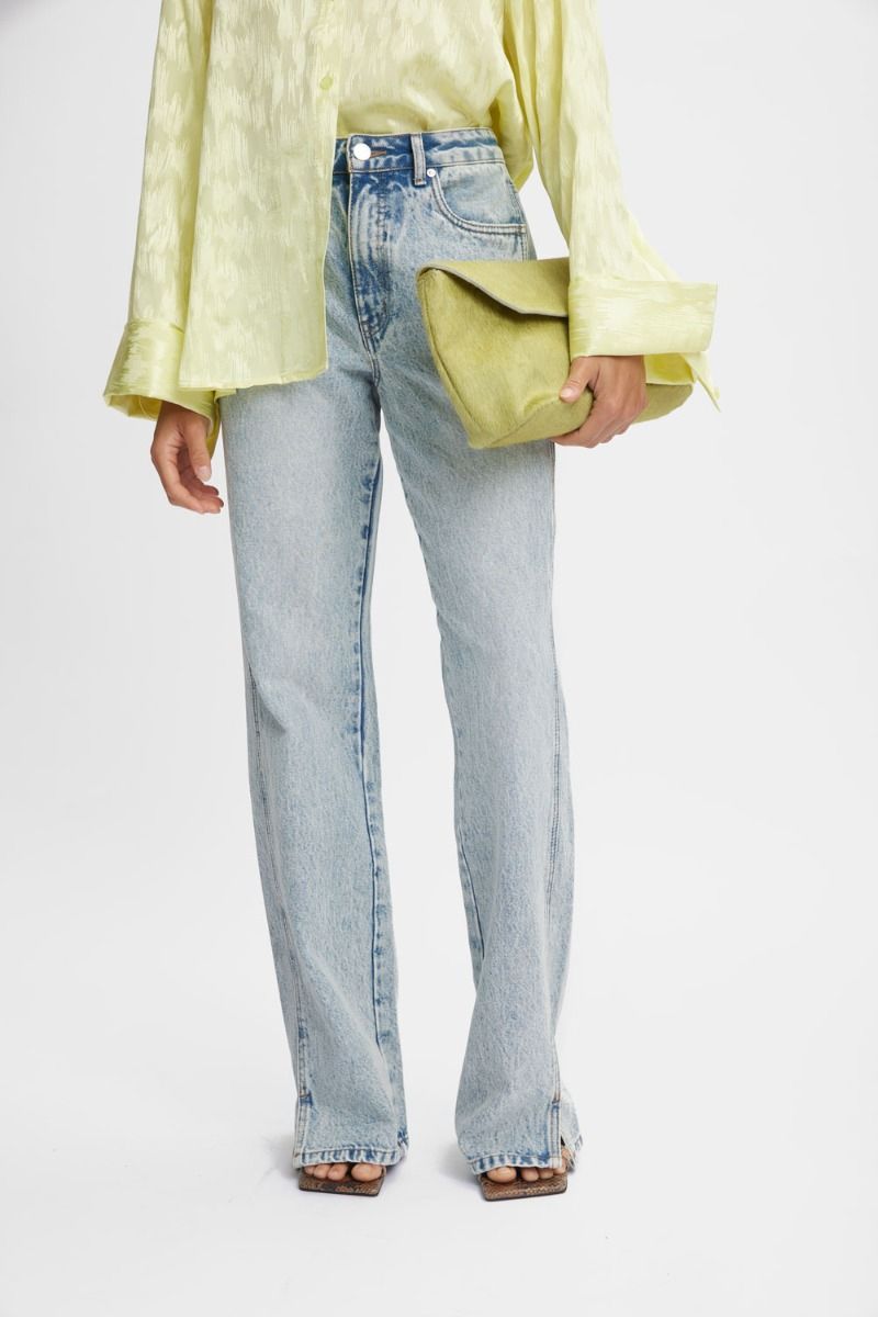 Gestuz - Jeans - AcidaGZ HW Straight Jeans - Light Blue Acid Wash